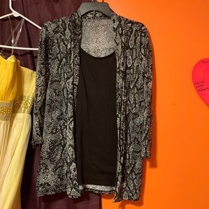 3/15 Young Apparel Co. Snake print shirt with attached cardigan